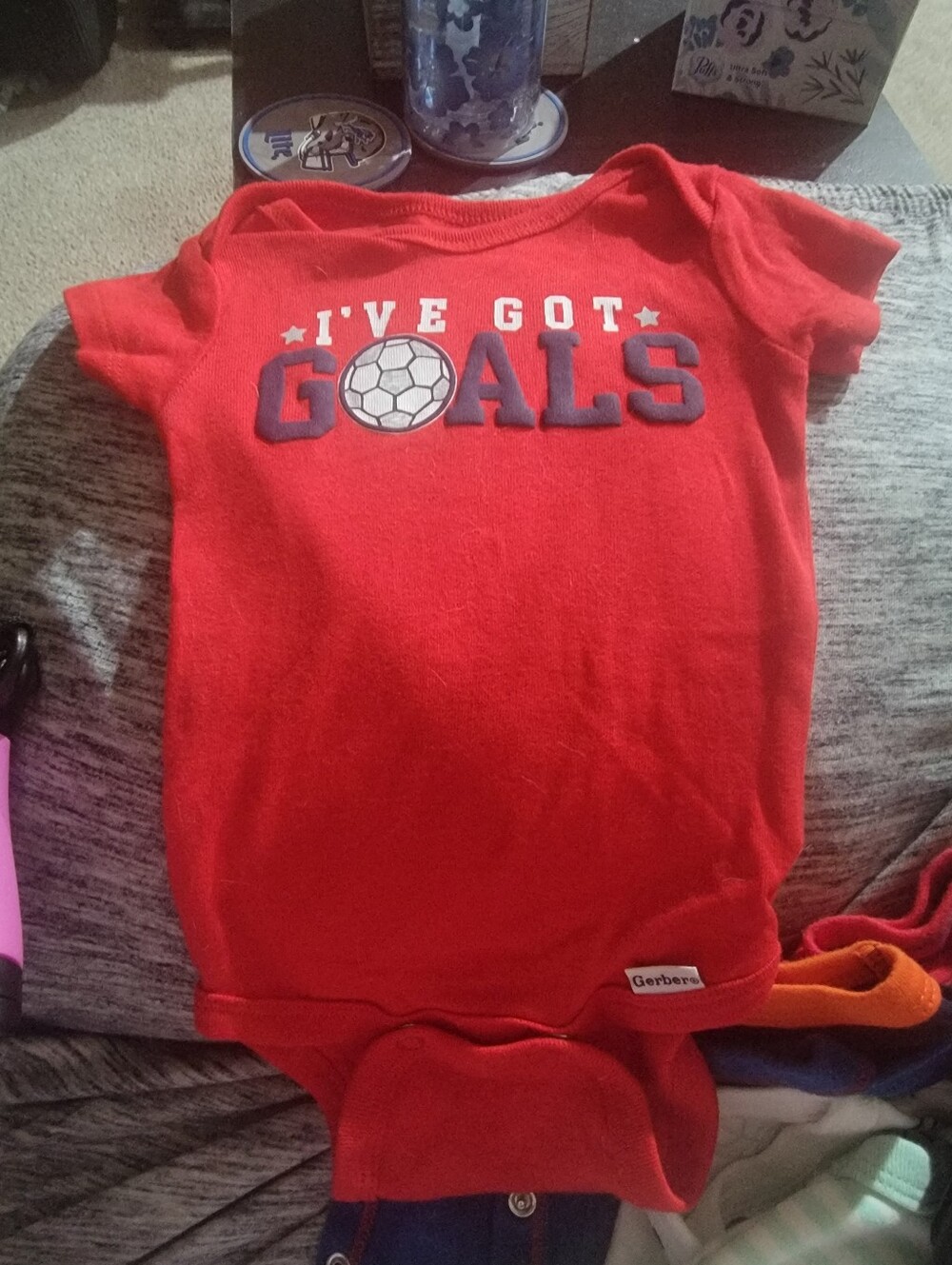 Gerber Red 'I've Got Goals' Soccer Graphic One-Piece